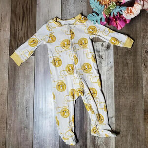 Carter's Cream-Colored Size 9m Ribbed Footed Baby Sleeper Bodysuit Lion Pattern